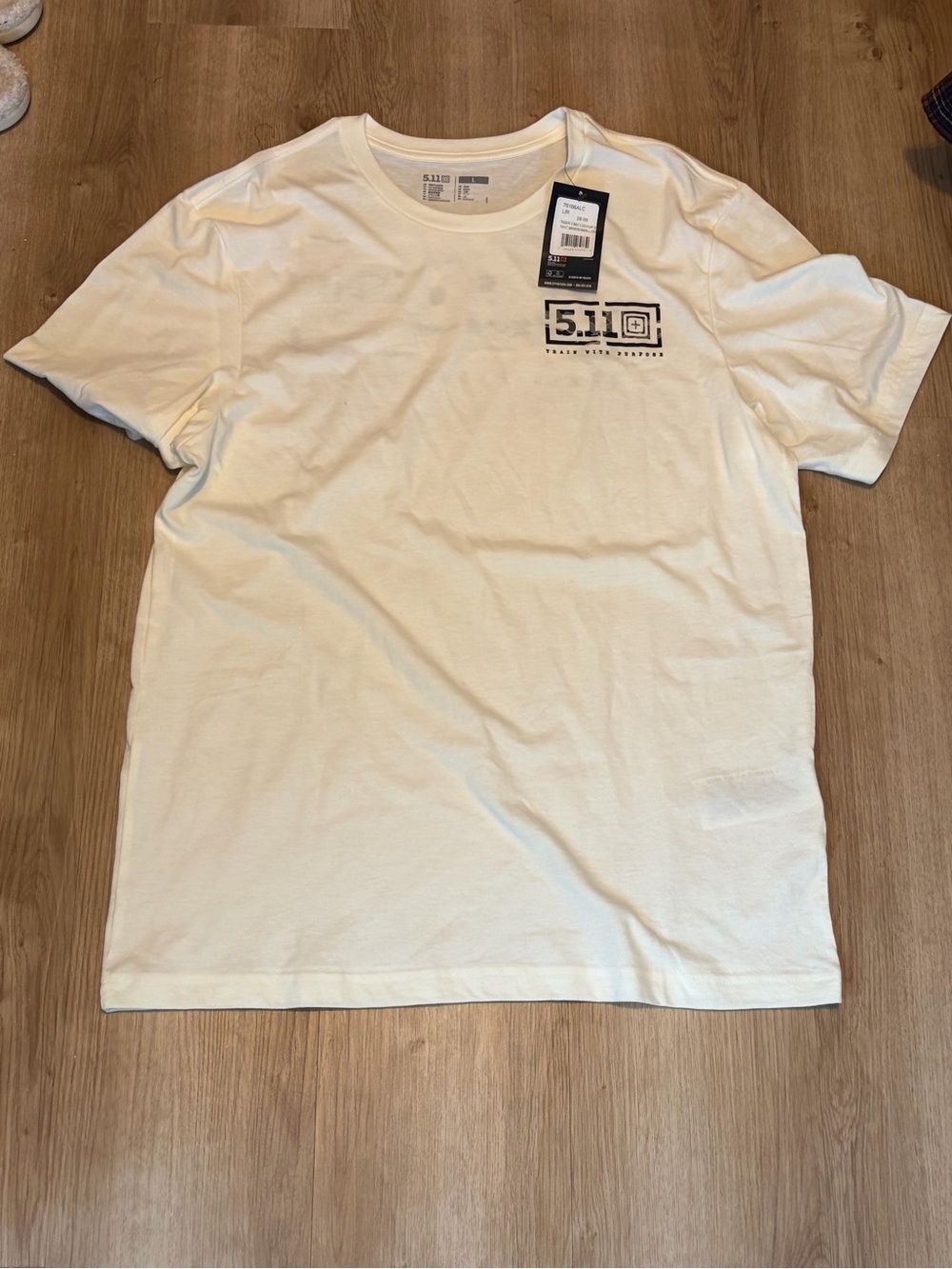 5.11 Tactical Men’s Crew Neck T-Shirt in Cream with Black Logo